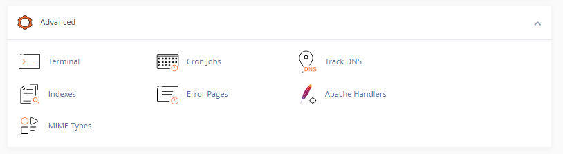 advanced section in cPanel