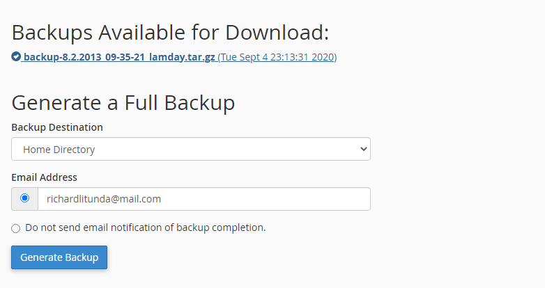 backups available for download