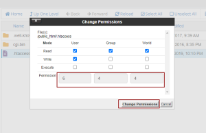 change file permissions in cPanel